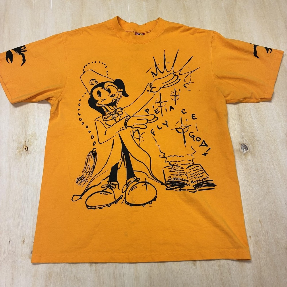 Fashion Rebels Wizard Graphic Shirt Mens Large Orange Scorpion Tee T-Shirt USA